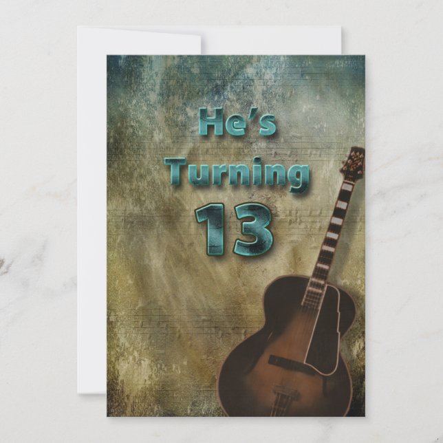 Invitation du 13e anniversaire - Guitare/Homme (Devant)