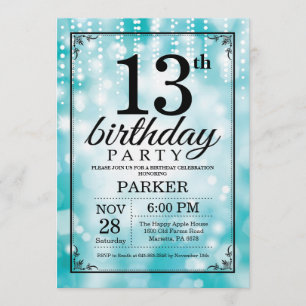 Invitation du 13e anniversaire Parties scintillant