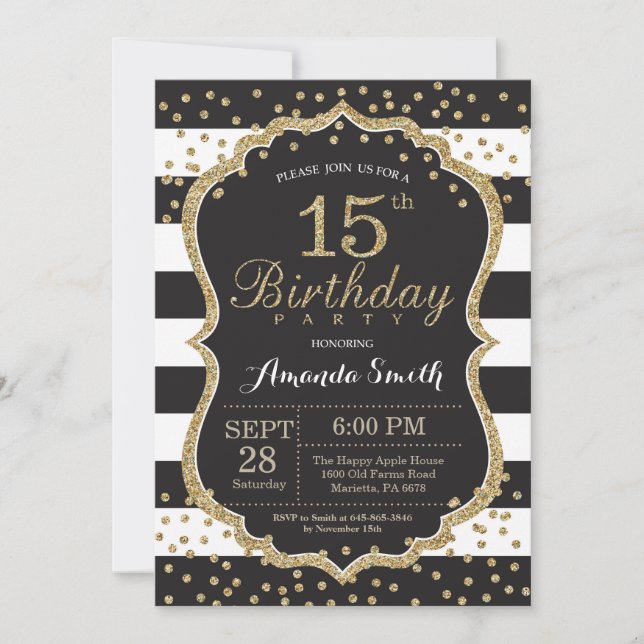 Invitation du 15e anniversaire. Parties scintillan (Devant)