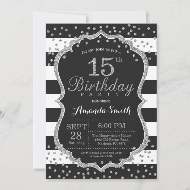 Invitation du 15e anniversaire. Parties scintillan (Devant)
