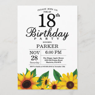 Invitation du 18e anniversaire du tournesol