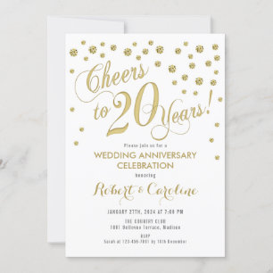 Invitation du 20e anniversaire de Mariage - Gold &