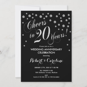Invitation du 20e anniversaire en noir et argent