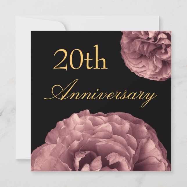 Invitation du 20e anniversaire - Roses roses roses (Devant)