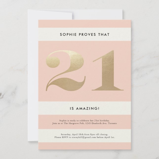 Invitation du 21e anniversaire // Blush (Devant)
