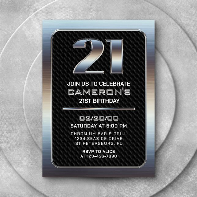 Invitation du 21e anniversaire masculin (Créateur téléchargé)