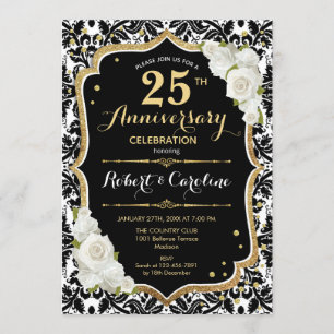 Invitation du 25e anniversaire - Black White Gold