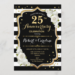 Invitation du 25e anniversaire - Black White Gold