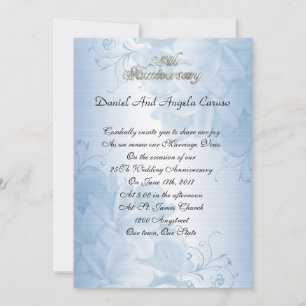 Invitation du 25e anniversaire bleu floral