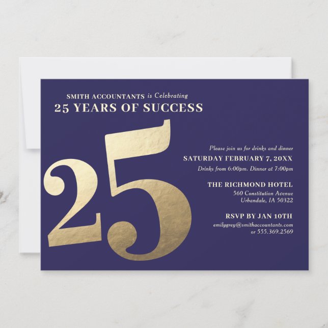 Invitation du 25e anniversaire d'affaires (Devant)