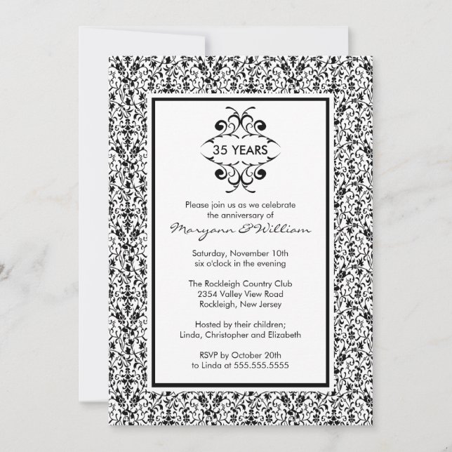 Invitation du 25e anniversaire de la fête Noir et  (Devant)