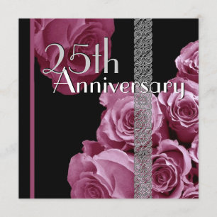 Invitation du 25e anniversaire de l'argent Roses P
