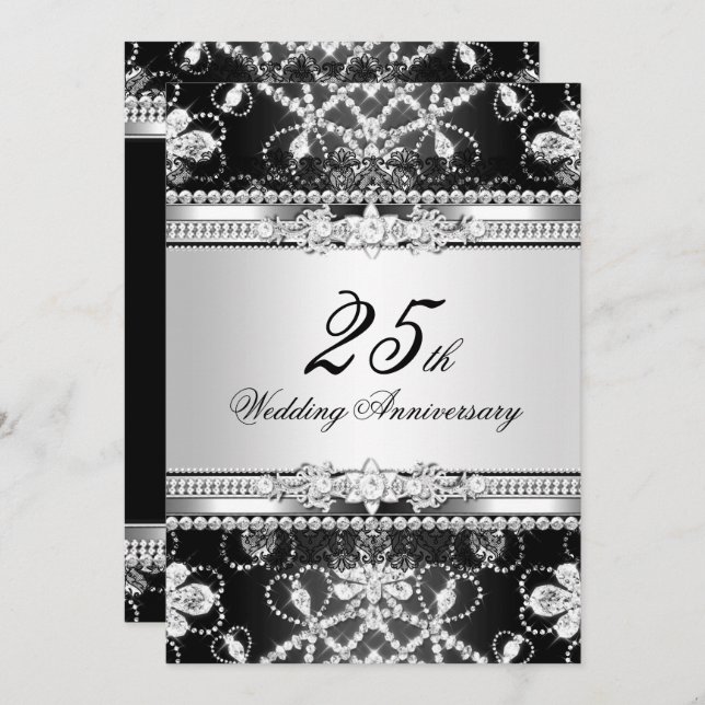 Invitation du 25e anniversaire Diamond Silver (Devant / Derrière)