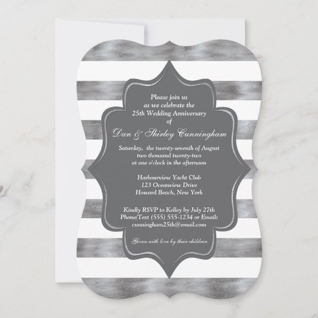 invitation du 25e anniversaire du Mariage - blanc, (Devant)