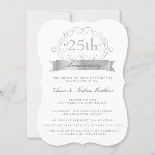 Invitation du 25e anniversaire du Mariage d'argent