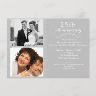 Invitation du 25e anniversaire du Mariage d'argent