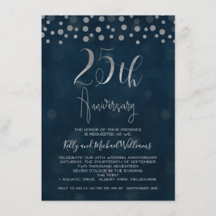 Invitation du 25e anniversaire du Mariage Faux Sil
