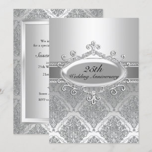 Invitation du 25e anniversaire du Mariage Silver D