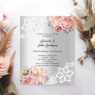 Invitation du 25e anniversaire du mariage Silver r