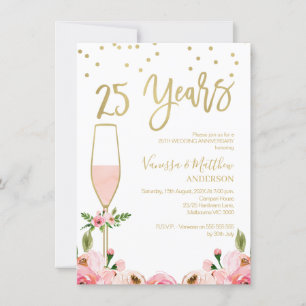 Invitation du 25e anniversaire du rose Floral