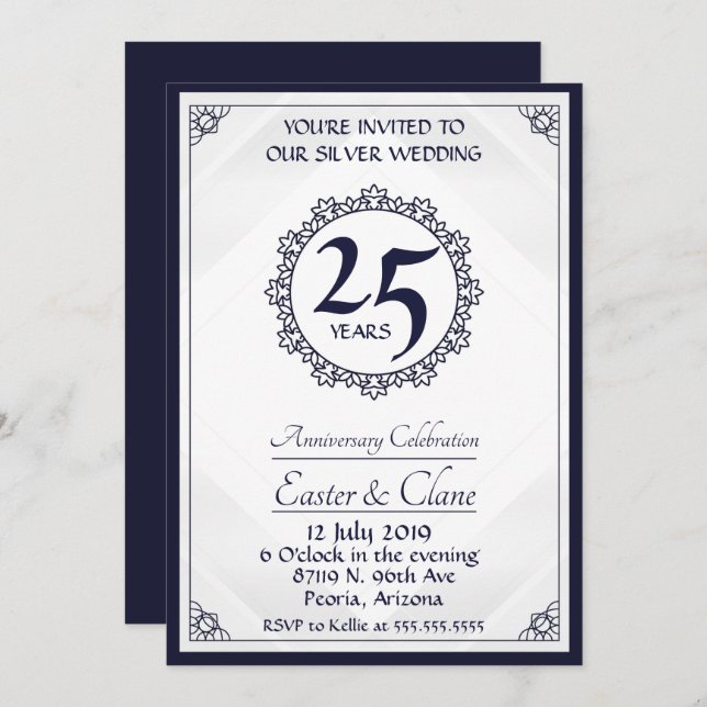 Invitation du 25e anniversaire du Royal Blue (Devant / Derrière)