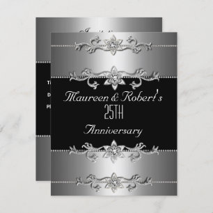 Invitation du 25e anniversaire Elegant Black Silve
