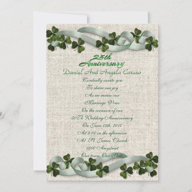 Invitation du 25e anniversaire Thème irlandais (Devant)
