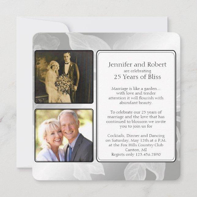 Invitation du 25e Rose Jardin Photo Anniversaire (Devant)