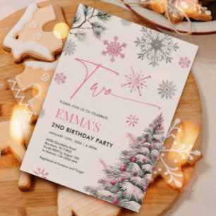 Invitation du 2e anniversaire, hiver deux annivers