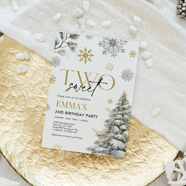 Invitation du 2e anniversaire, hiver deux annivers (Créateur téléchargé)