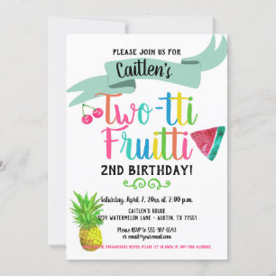 Invitation du 2e anniversaire Twotti Fruitti