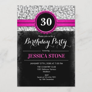 Invitation du 30e anniversaire - Argent noir rose 