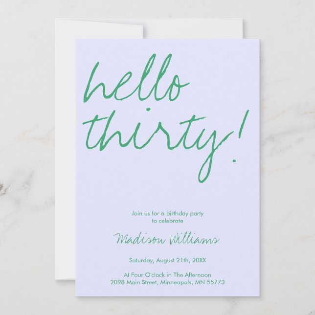 Invitation du 30e anniversaire moderne (Devant)