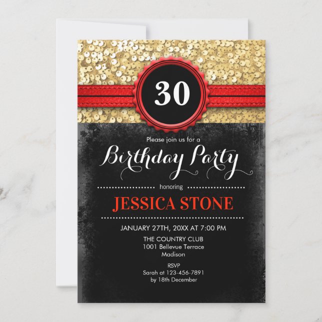 Invitation du 30e anniversaire - Red Black Gold (Devant)
