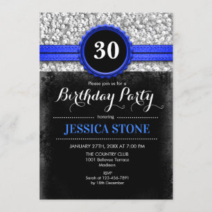 Invitation du 30e anniversaire - Royal Blue Black