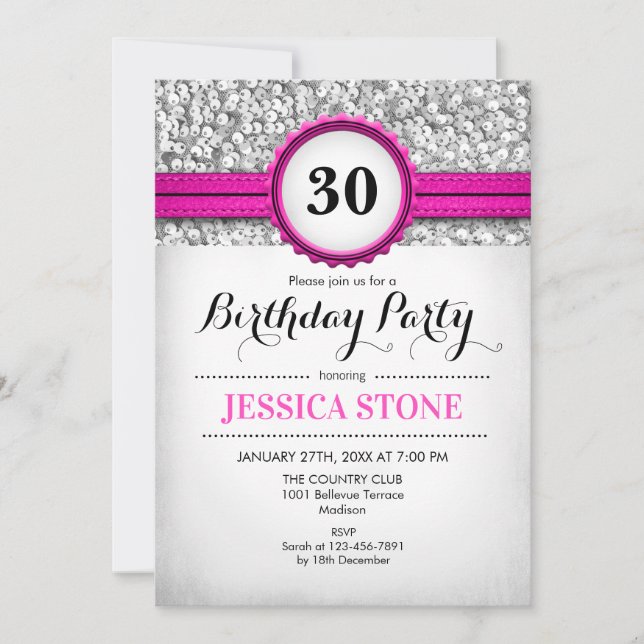 Invitation du 30e anniversaire - Silver White Hot  (Devant)