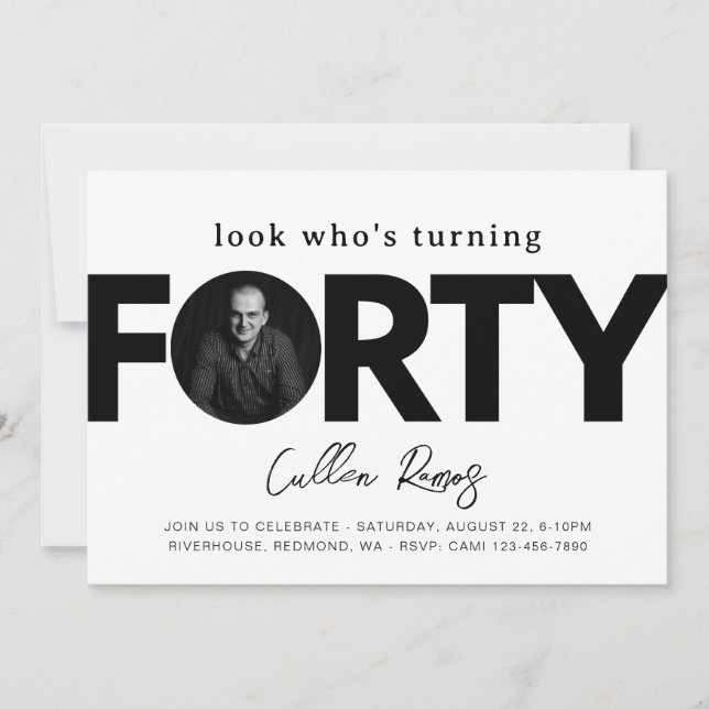 Invitation du 40e anniversaire | 40ème minimaliste (Devant)