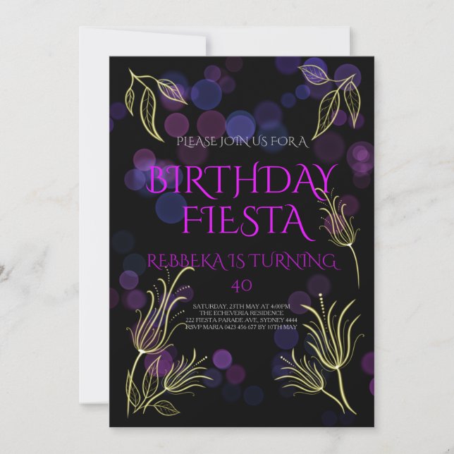 Invitation du 40e anniversaire avec un arrière - p (Devant)