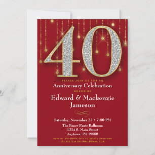 Invitation du 40e anniversaire Diamants rouges d'o
