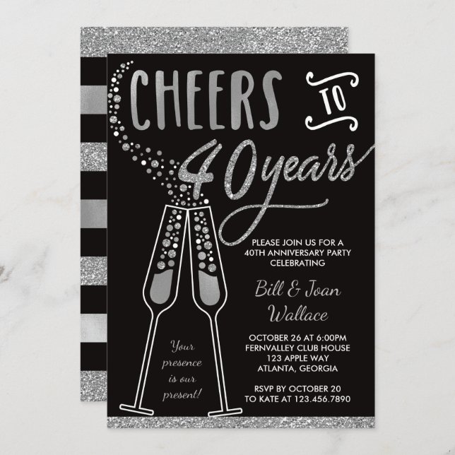 Invitation du 40e anniversaire du Mariage, Parties (Devant / Derrière)