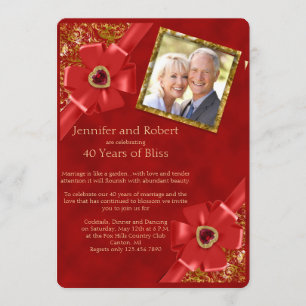 Invitation du 40e anniversaire du Mariage rouge et
