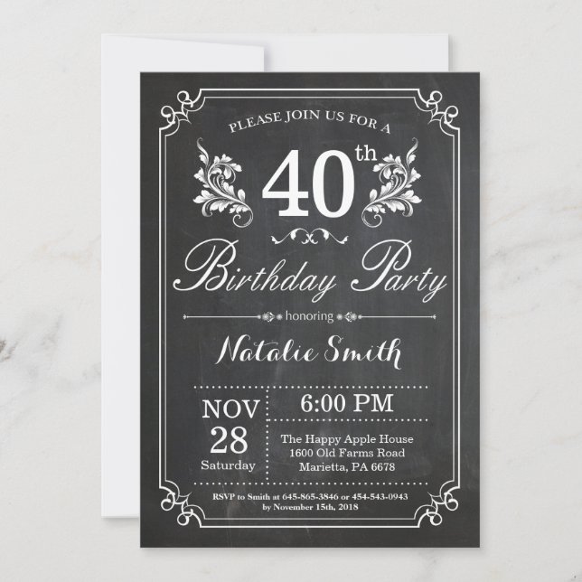 Invitation du 40e anniversaire Plancher floral (Devant)