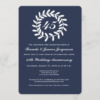 Invitation du 45e anniversaire du Mariage Sapphire