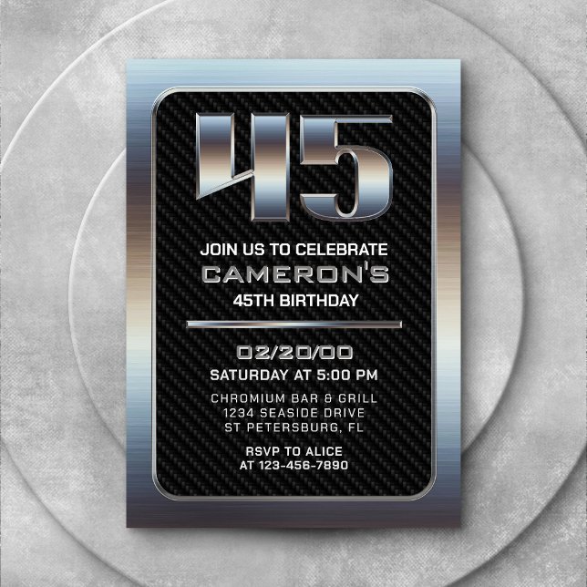 Invitation du 45e anniversaire masculin (Créateur téléchargé)