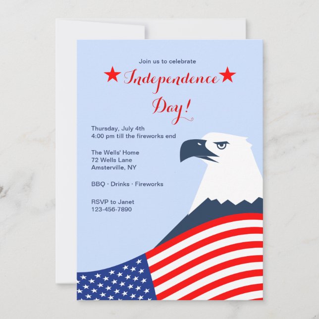 Invitation du 4 juillet de l'aigle américain (Devant)