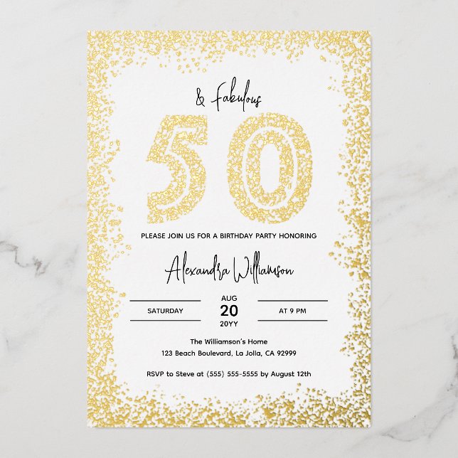 Invitation du 50e anniversaire | 50 et Fabulous Re (Recto)