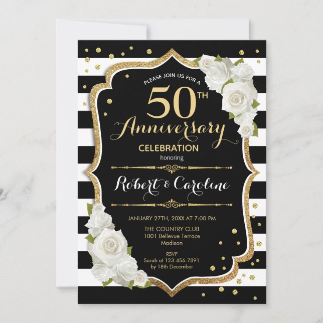 Invitation du 50e anniversaire - Black or (Devant)