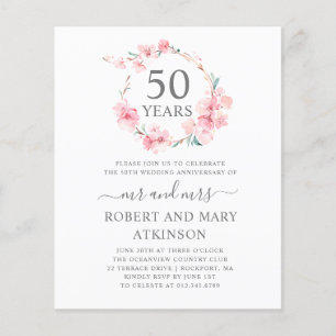 Invitation du 50e anniversaire Budget Pink Cherry