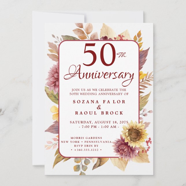Invitation du 50e anniversaire du Mariage (Devant)