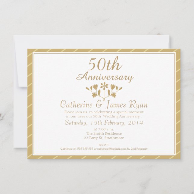 Invitation du 50e anniversaire du Mariage (Devant)